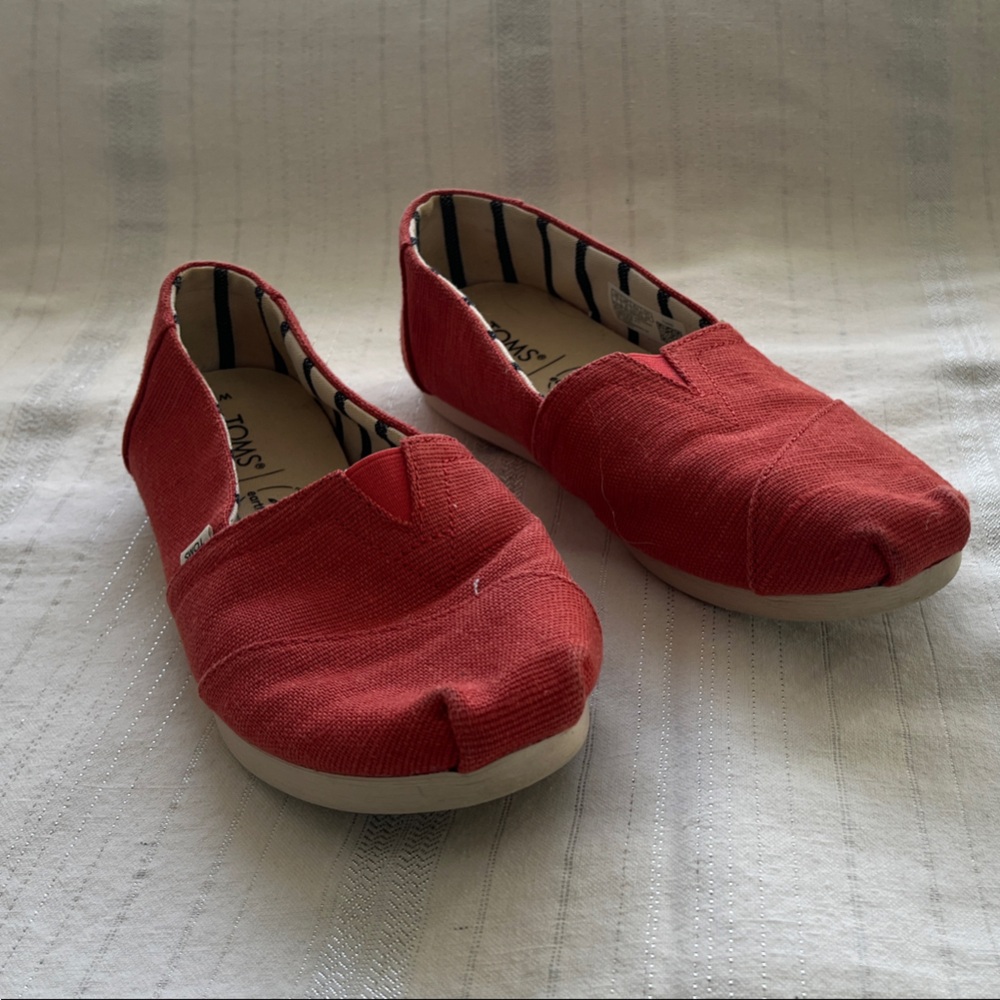 Toms Red Canvas Slip-Ons